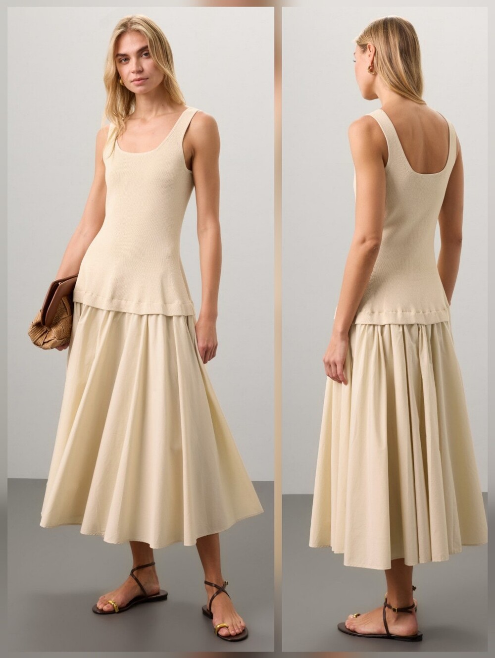 SIMKHAI Silas Midi Dress Casual Cotton Scoop Neck Sleeveless Pull on Size M